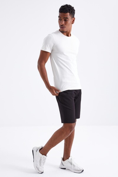 TOMMY LIFE Black Lace-Up Standard Fit Basic Men's Shorts - 81212