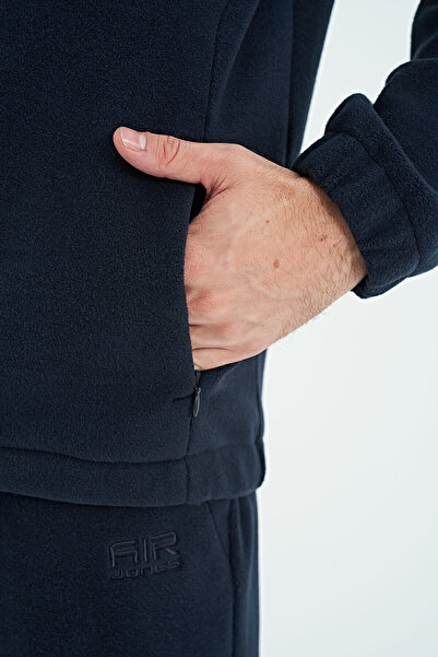 AIR JONES Ανδρική αθλητική φόρμα Hektor Navy Blue Hooded Fleece - 85227