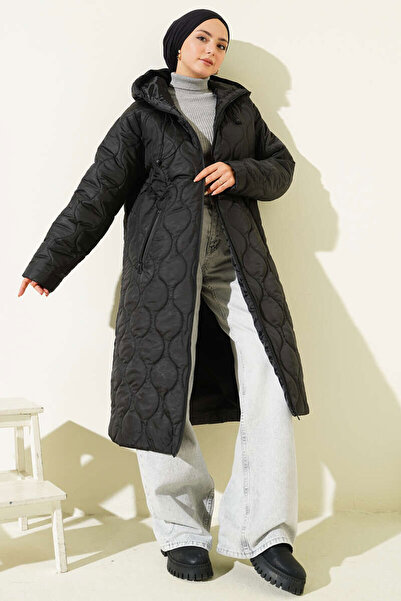 Bigdart 5177 Langer Steppmantel mit Kapuze – Schwarz