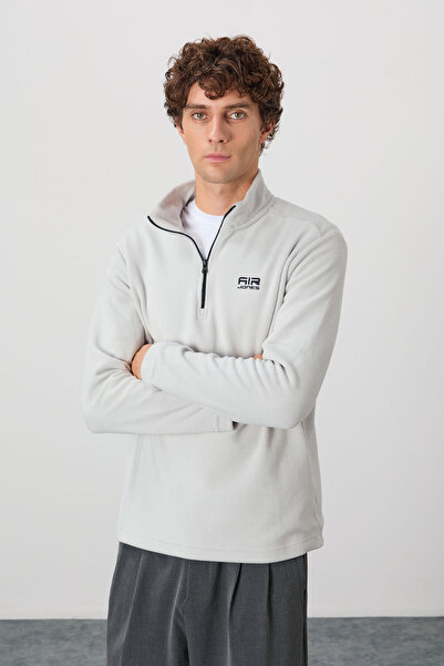 AIR JONES Ανδρικό φούτερ από φλις γιακά River Stone - 88310