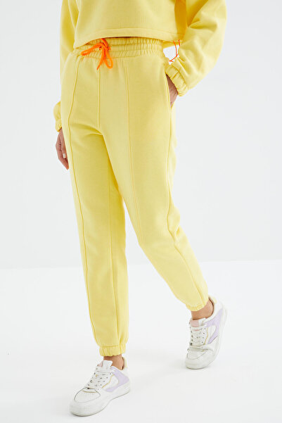 TOMMY LIFE Γυναικεία αθλητική φόρμα Lemon Off-Shoulder Waist Gathered Μισό Μήκος με φερμουάρ Oversized - 95321