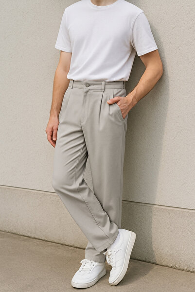 CEDY DENIM High Quality Men's Pleated Baggy Chino - High Waist C358-Stone