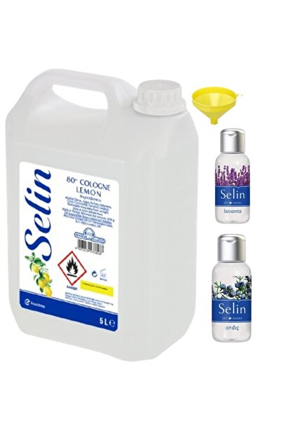 selin kolonya 80° Limon Kolonyası 5 Lt 2 Adet Mini Kolonya + Dolum Hunisi