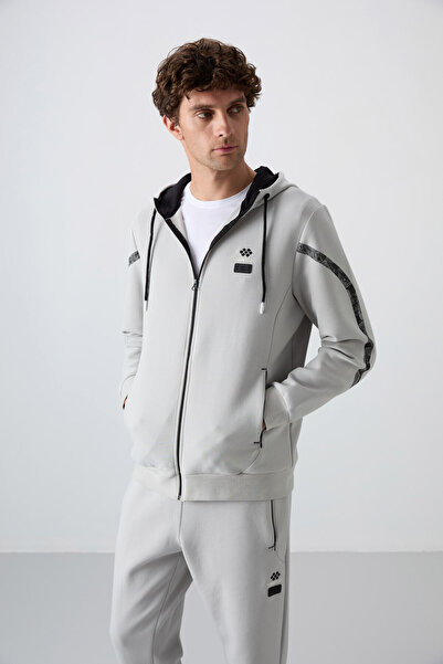 TOMMY LIFE Σετ ανδρικής φόρμας φόρμας με στάμπα, πέτρινη, βαμβακερή και μαλακή υφή