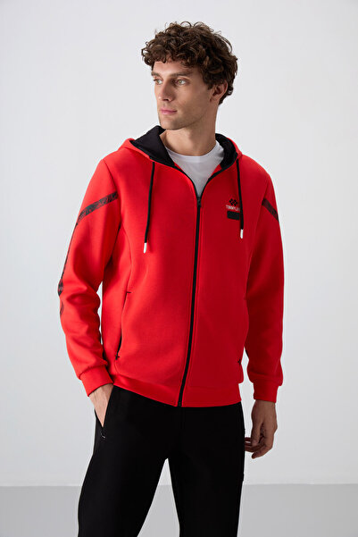 TOMMY LIFE Fiesta - Ανδρικό σετ αθλητικής φόρμας Comfort Fit με στάμπα, μαύρο βαμβάκι και χοντρή απαλή υφή - 85236