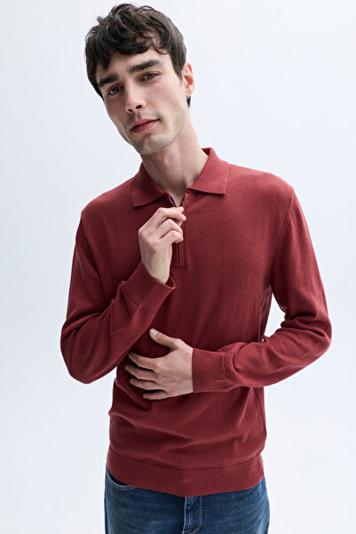 Mudo Zippered Polo Neck Knitwear Sweater