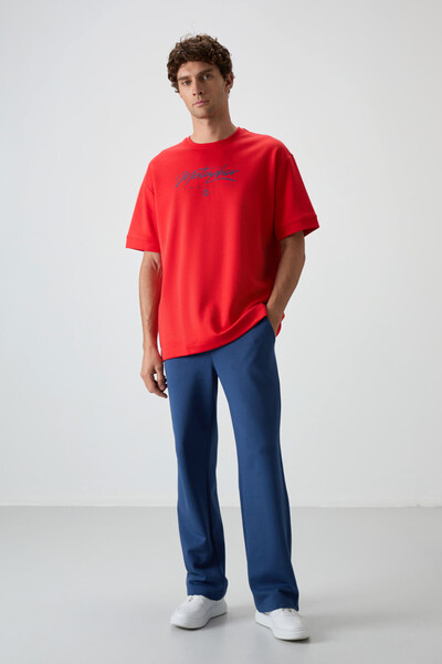 TOMMY LIFE Ανδρικό μπλουζάκι Fiesta-Parlament από βαμβακερό χοντρό μαλακό υφή με στάμπα Oversize Fit - 88320