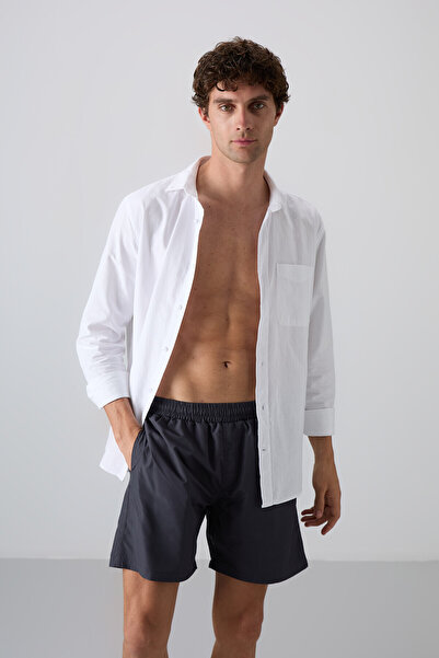 TOMMY LIFE Anthracite Quick Dry Standard Fit Men's Swim Shorts - 81237