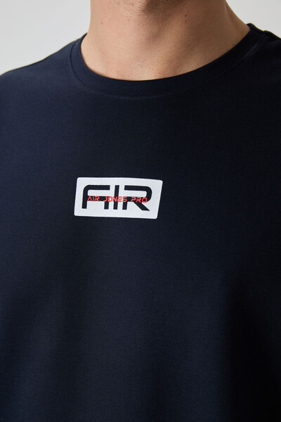 AIR JONES Ανδρικό μπλουζάκι με στάμπα σε μπλε βαμβακερή υφή με χοντρή επιφάνεια - 88367