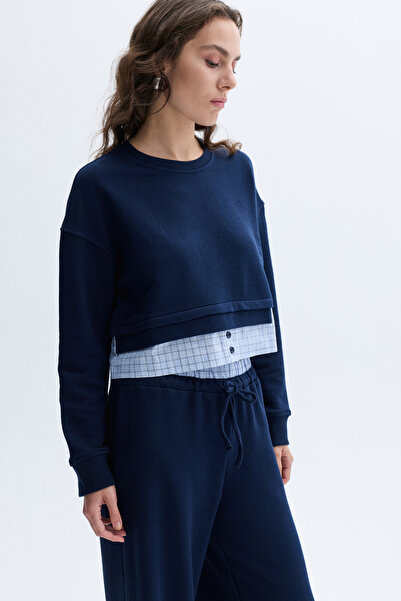 Mudo Shirt Detail Crop Sweatshirt