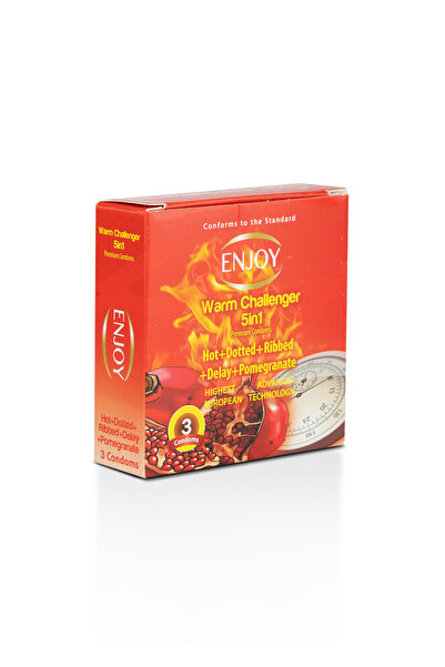 Enjoy Worm Challenger Pomegranate Condoms 3 pcs | Dotted, Ribbed, Ultra-Thin,...