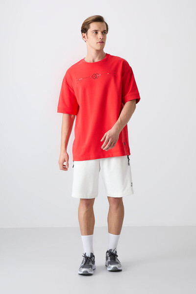 TOMMY LIFE Ανδρικό μπλουζάκι Fiesta, χοντρό βαμβακερό και μαλακό, με στάμπα, υπερμεγέθη, μπλουζάκι - 88323