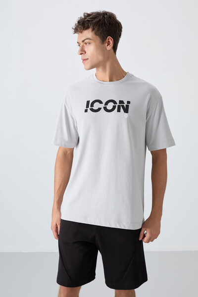 TOMMY LIFE Ανδρικό μπλουζάκι από πέτρινο βαμβακερό χοντρό μαλακό ανάγλυφο τυπωμένο μπλουζάκι - 88331