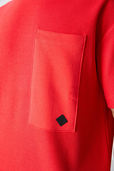 TOMMY LIFE Fiesta Cotton Thick Surface Textured Oversize Fit Basic Men's T-Shirt - 88341