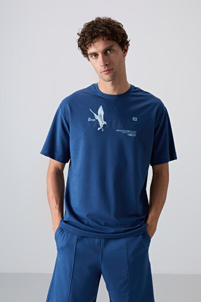 TOMMY LIFE Ανδρικό μπλουζάκι με στάμπα με χοντρή μαλακή υφή από βαμβάκι Parli...