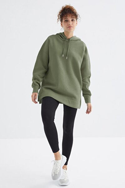 TOMMY LIFE Reglan Sleeve Oversize Hooded Sweatshirt - Çağla 97242