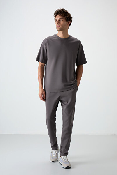 AIR JONES طقم بدلة رياضية رجالية سميكة وناعمة من القطن مقاس كبير - رمادي داكن...