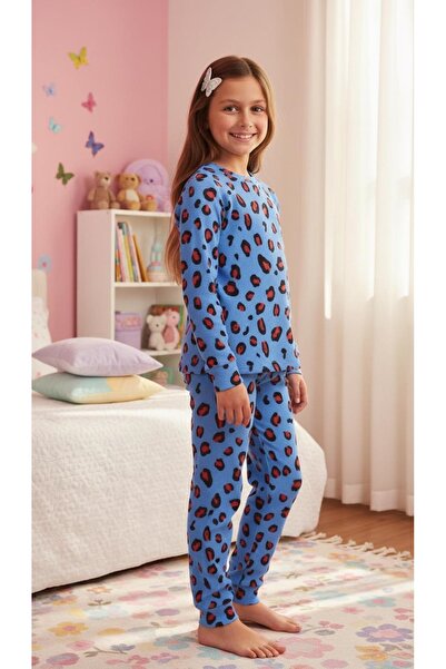 Milk & Muffin Mavi Zemin Desenli Organik Pijama Takımı