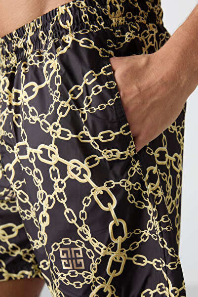 TOMMY LIFE Ανδρικό μαγιό με μοτίβο αλυσίδας Quick Dry Standard Fit - 81267