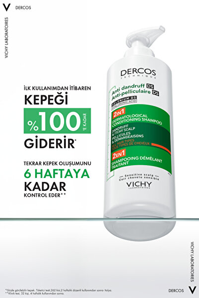 Vichy Dercos Hyalüronik Asit İçeren Kepek Karşıtı & Nemlendirici 2'si 1 Arada Şampuan 390 ml