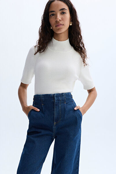 Mudo ZİNCİR DETAYLI PİLELİ WIDE LEG JEAN PANTOLON