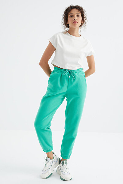 TOMMY LIFE Ψηλόμεσο Sea Green Lace-up Jogger Γυναικείο Φούτερ - 94622