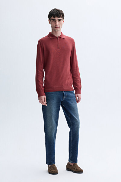Mudo Zippered Polo Neck Knitwear Sweater