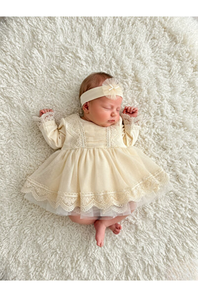 Jammybaby Carmen Elbise %100 Pamuk Penye Tül Dantelli Yenidoğan Kız Bebek Mev...