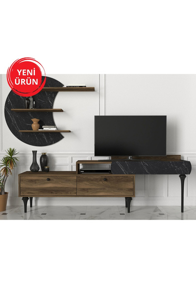 Dekorister Exclusive Padre Tv Ünitesi Ceviz-mermer