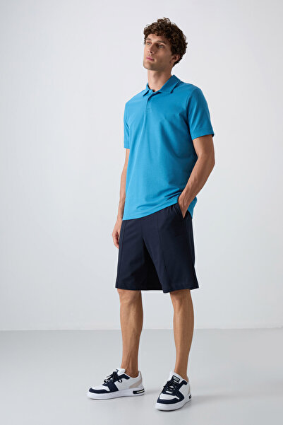 TOMMY LIFE Pantaloni scurți de bază pentru bărbați, bumbac, albastru marin, g...