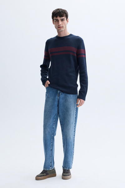 Mudo Color Blocked Circular Neck Sweater