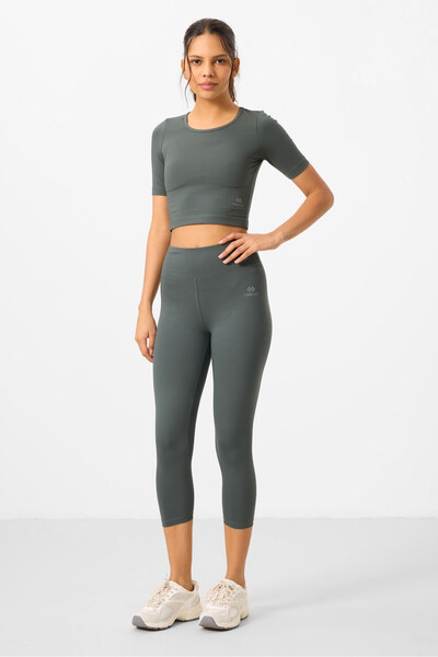 TOMMY LIFE Çağla High Waist Capri-Crop T-Shirt Slim Fit Women's Leggings Set - 95285