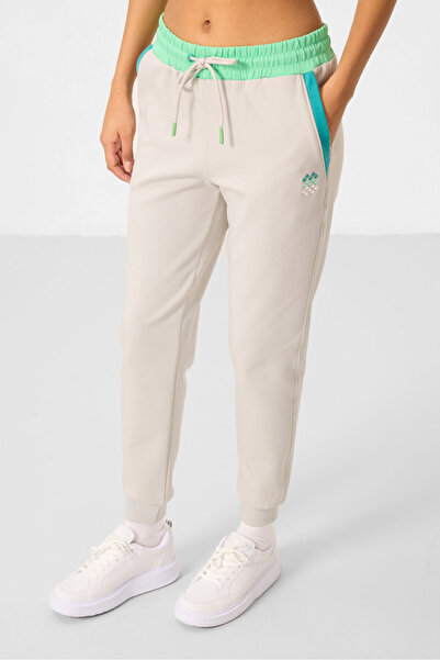 TOMMY LIFE Taş Kapüşonlu Pamuklu Renk Bloklu Kadın Eşofman Takım - 95327