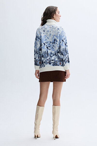 Mudo Loose Fit Jacquard Fishneck Sweater