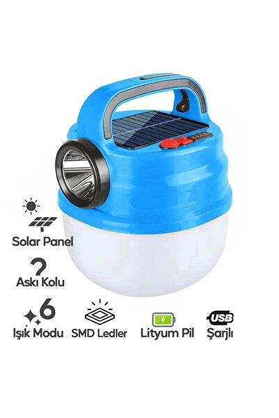 nelerbulurum SOLARLI VE ŞARJ EDİLEBİLİR 6 FARKLI IŞIK MODLU ÇİFT IŞIKLI 50 WA...