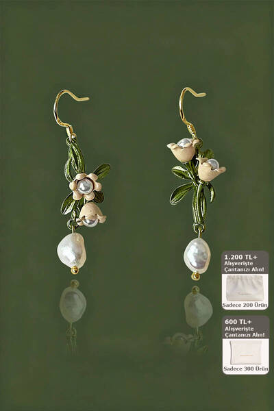 Shylyn 925 Gümüş İğneli El Yapımı Doğal Tatlı Su İnci Küpe