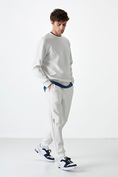 TOMMY LIFE Ανδρική αθλητική φόρμα Ecru Lace-Up Skinny Leg - 84999