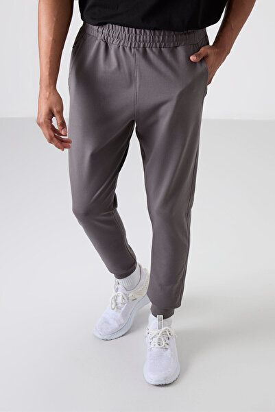 TOMMY LIFE Koyu Gri Pamuk Yumuşak Dokulu Standart Fit Nakışlı Erkek Eşofman A...