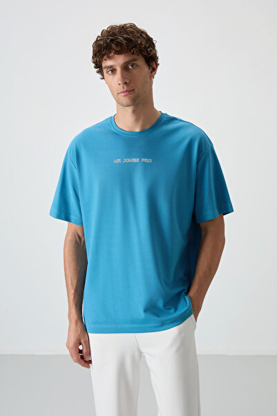 AIR JONES Бензинова синя бавовняна футболка з товстою текстурованою поверхнею...