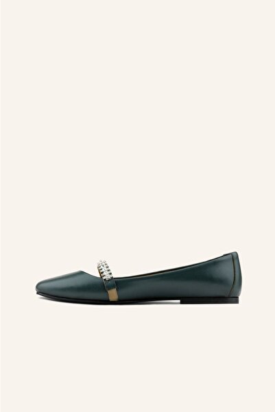 MARCATELLI Green Katre Leather Ballerinas