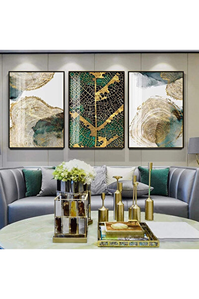 KOLAJTASARIM The Enchanting Dance of Green and Gold: Marble Texture Triple Me...