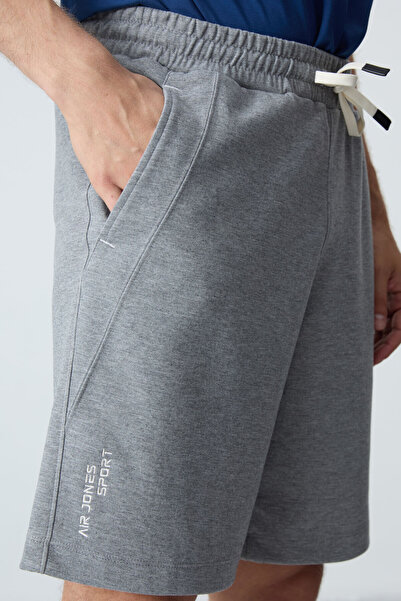 AIR JONES Men's Gray Melange Thick Soft Cotton Shorts - Basic Fit - 81278