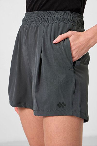 TOMMY LIFE Haki Gizli Cep Fermuarlı Rahat Form Kadın Şort - 91014