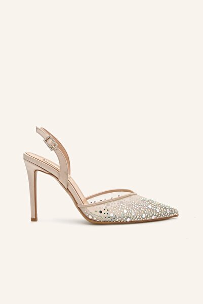 MARCATELLI Şampanya Saten Yona Topuklu Ayakkabı