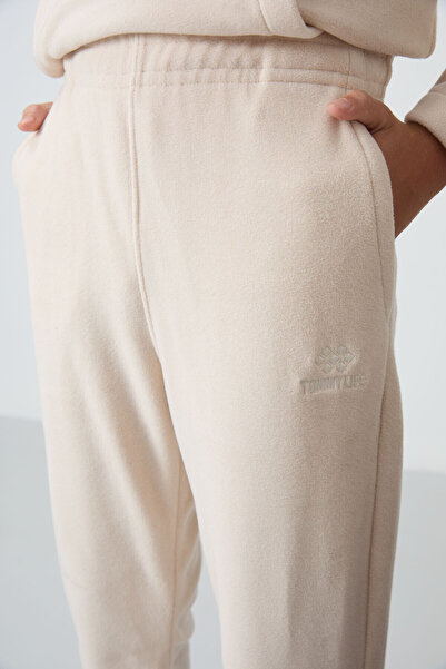 TOMMY LIFE Fiú gyapjú tréningruha szett - bézs, hímzett, vastag, puha textúra - 11218