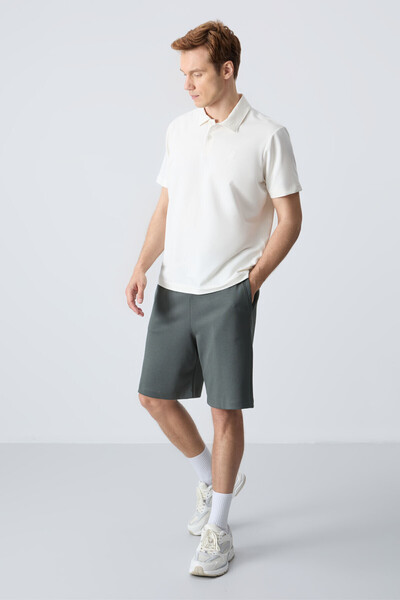 AIR JONES Thick Soft Textured Khaki Cotton Men's Shorts - Standard Fit - 81275