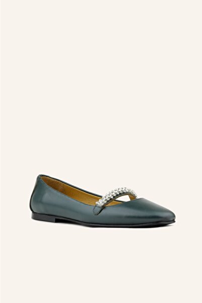 MARCATELLI Green Katre Leather Ballerinas