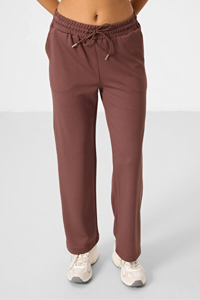 TOMMY LIFE Brown Soft Textured Hooded Oversize Women's Tracksuit Tunic Set - 95348