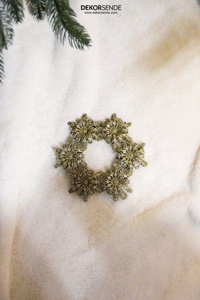 Dekorsende Christmas Ornament Glitter Snowflake Hoop Gold 30 cm
