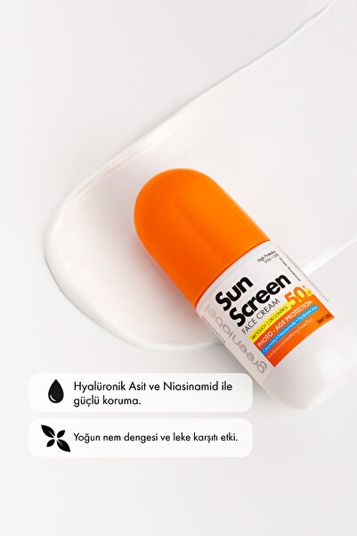 Greenlabel Yüz Güneş Kremi Hyalüronik Asit Ve Niasinamid Içeren Leke Karşıtı 50 Spf Yüksek Koruma 50 ml